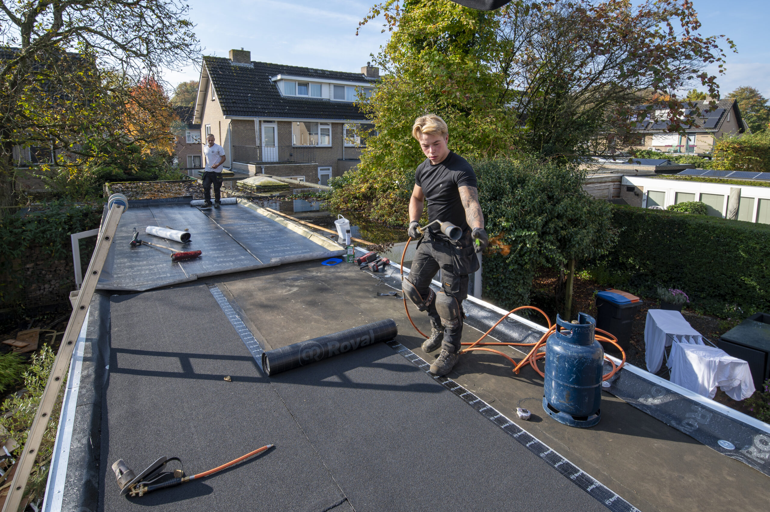 Hemelwaterafvoer plat dak bitumen